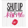 thumbnail image 3 of Love Shower Curtain, Shut Up and Kiss Me Hand Lettering Valentine's Day Theme Lipstick Stain, Fabric Bathroom Set with Hooks, 69W X 84L Inches Extra Long, Pink Hot Pink and Black, by Ambesonne, 3 of 3