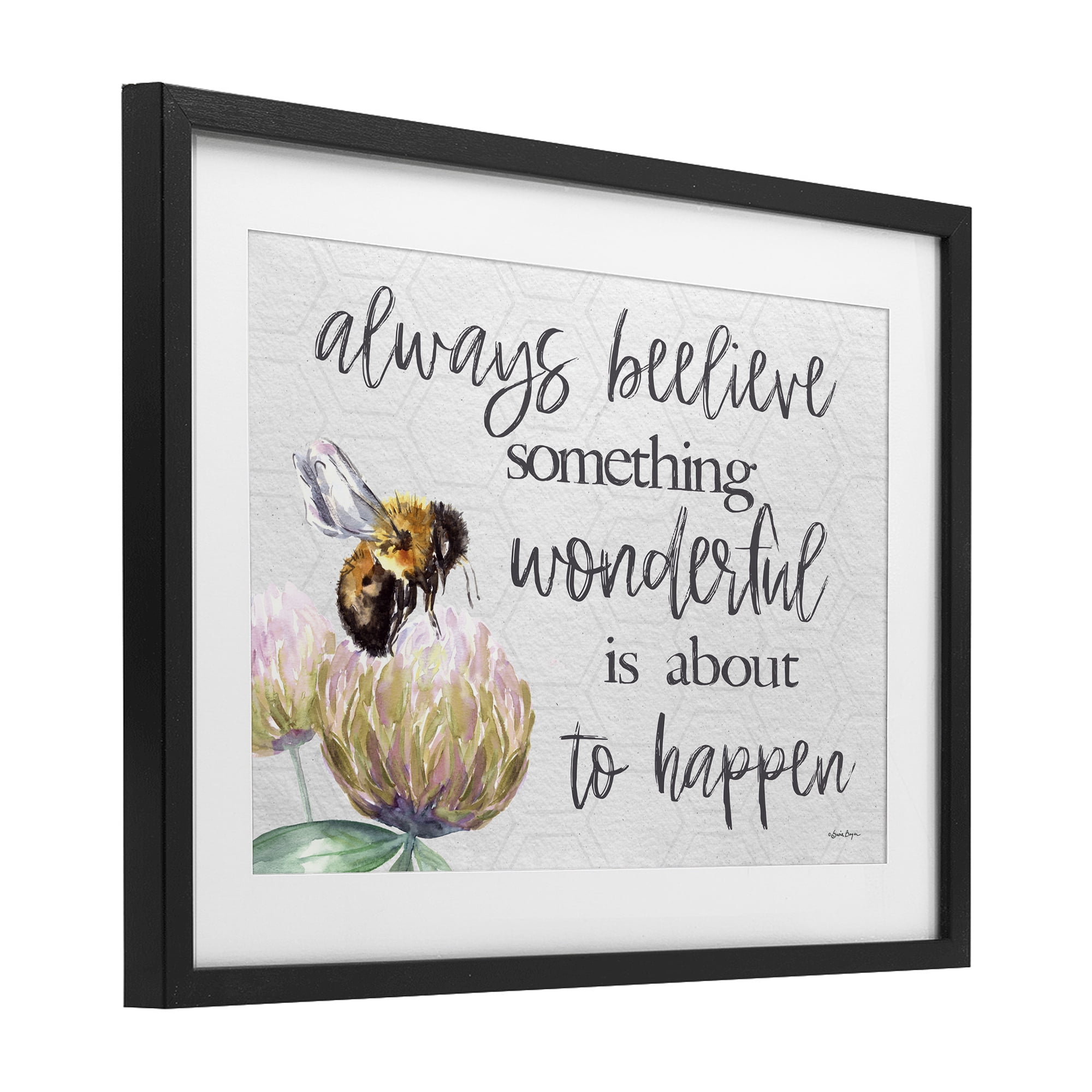 Stupell Industries Always Believe Something Wonderful Black Framed Print Under Glass, design by Susie Boyer