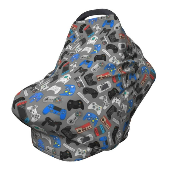 Fotbe Video Game Pattern Car Seat Covers for Babies, Nursing Breastfeeding Cover Infant Carseat Canopy, Soft Stretchy Carrier Cover
