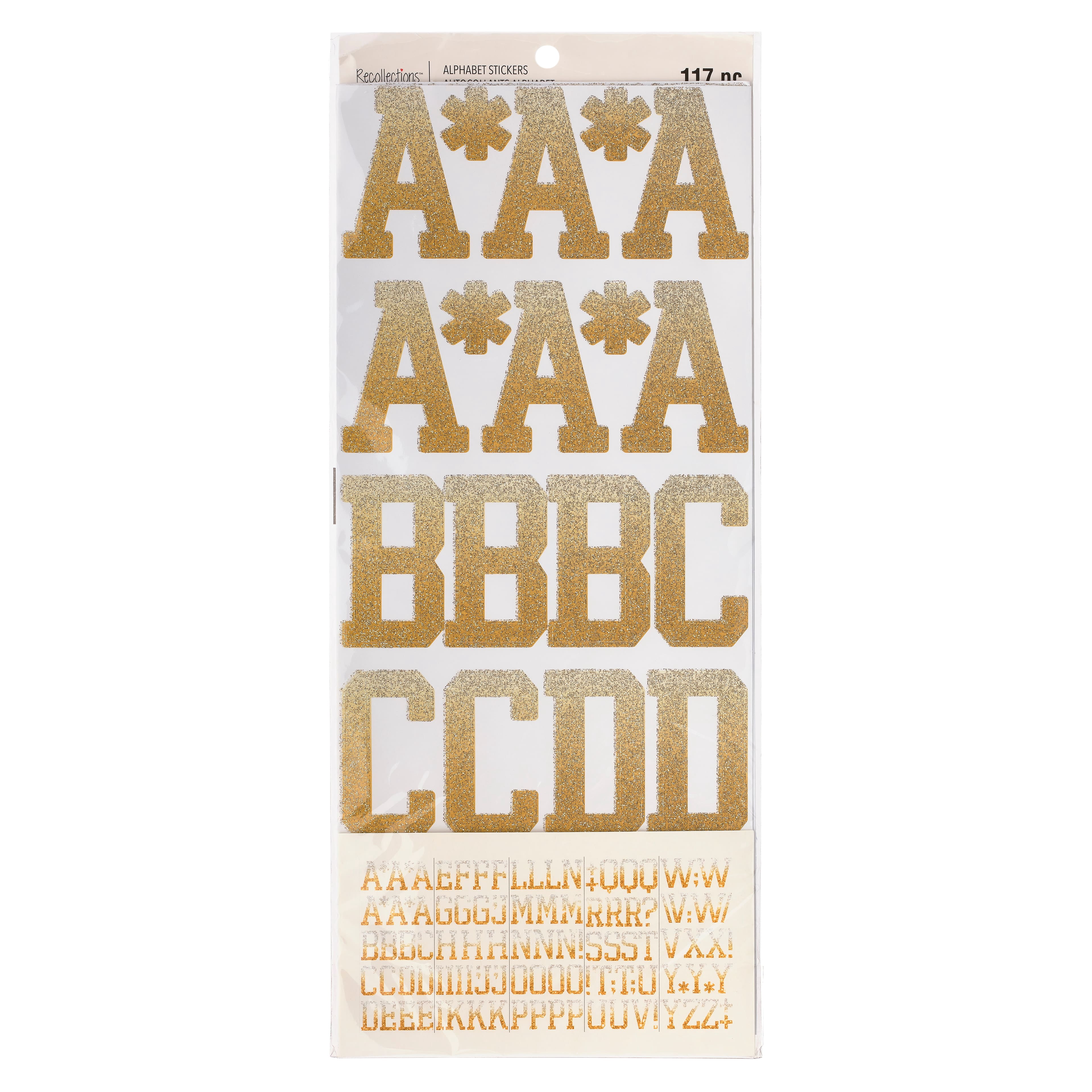 Recollections Gold & White Glitter Ombre Alphabet Stickers, 6 Packs: 117 ct. (702 total)