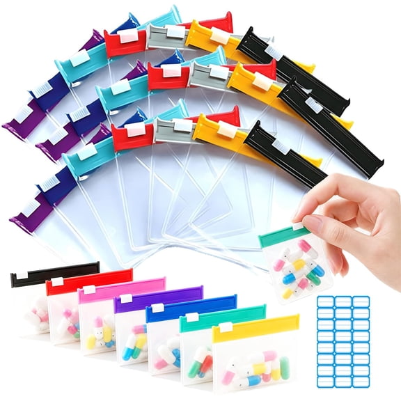 Self Sealing Zipper Medicine Bags - Reusable Travel Pill Organizer, Clear Small Plastic Ziplock Pouch for Vitamins, Supplements and Jewelry Storage, Waterproof Pill Pockets (21Pcs)