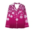thumbnail image 4 of Christmas Pajama Set for Women Long Sleeve Button Down Sleepwear Festive Print Loungewear Soft Holiday Nightwear, 4 of 5