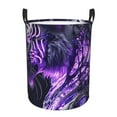 thumbnail image 6 of Lsque Purple Pattern White Tiger pattern Laundry Hamper Basket, Tall Woven Rope Hamper Basket for Clothes, Lightweight Storage Basket, Collapsible Waterproof-Small, 6 of 8