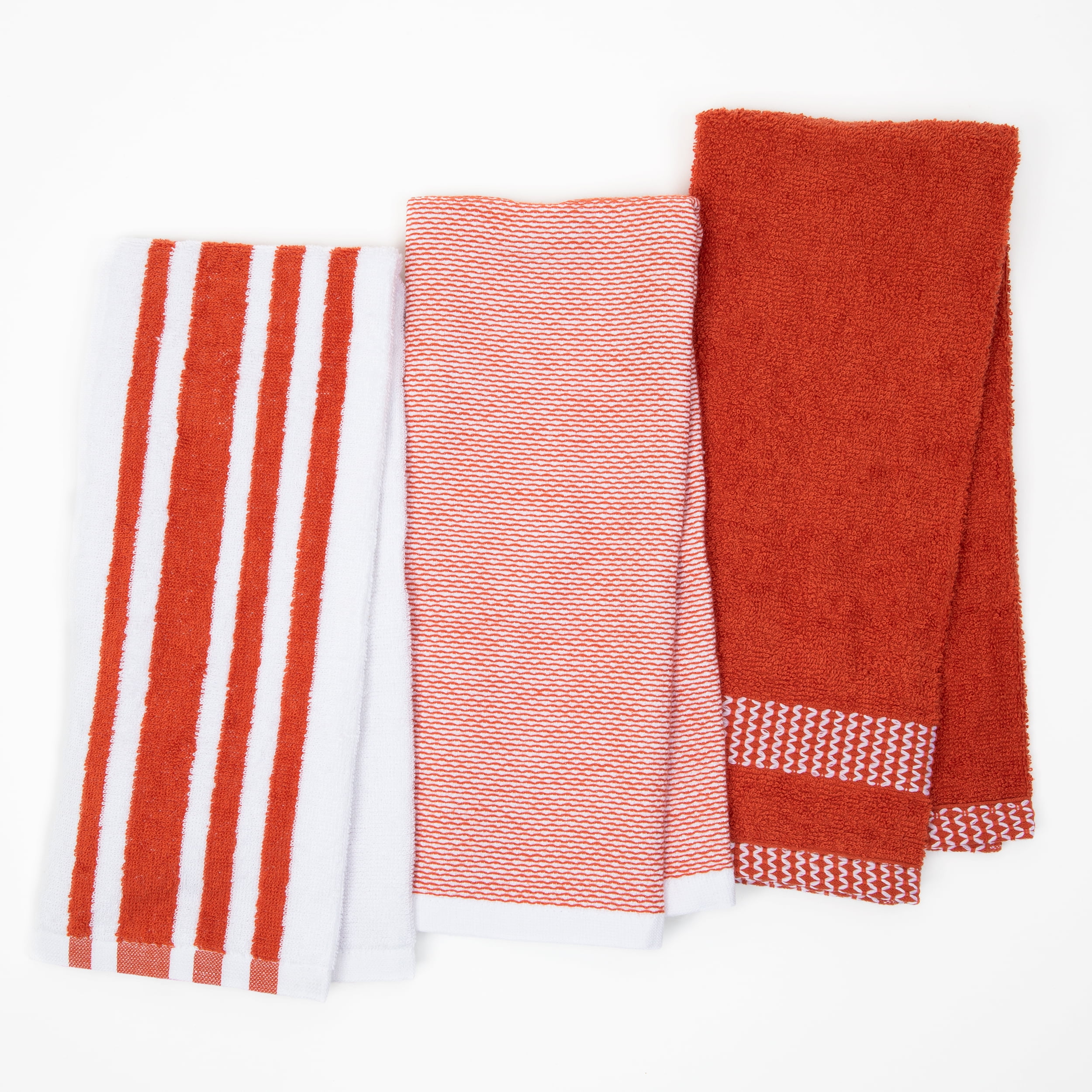 Golden Rabbit Cotton Swirl Kitchen Towels Set of 2 - Red