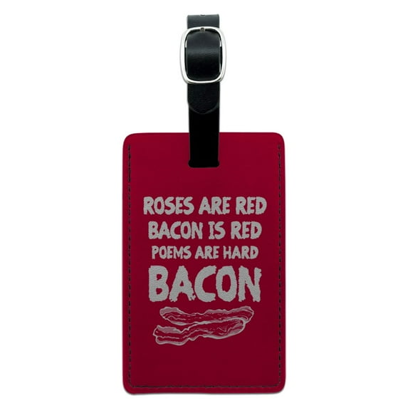 Poems are Hard Bacon Rectangle Leather Luggage Card Suitcase Carry-On ID Tag