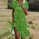 thumbnail image 2 of Vestido Corto de Manga Larga para Mujeres Brillante Impresión Cuello en V Suelto Cómodo, Vestido de Moda de Malla para Fiesta Y Ocasional, 2 of 7