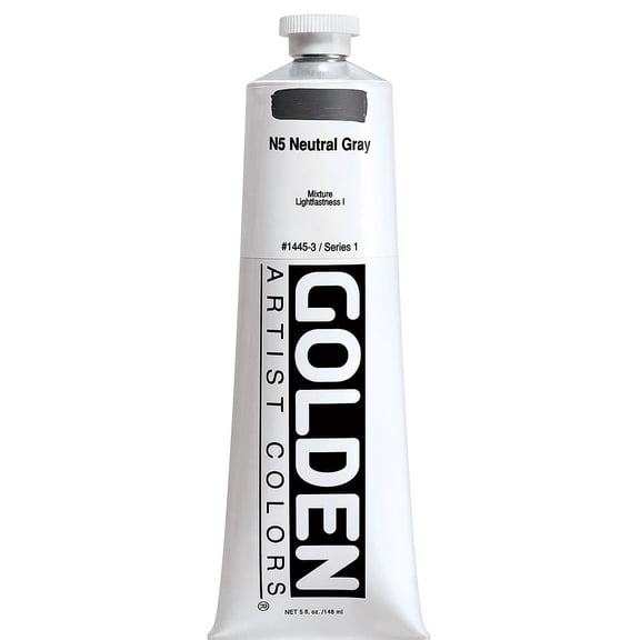 Golden Heavy Body Artist Acrylics - Neutral Gray N5, 5 oz Tube