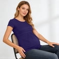 thumbnail image 5 of Diufon Maternity Tops for Women Short Sleeve Crewneck Pregnancy Pleated Tunic Shirts Casual Soft Nursing Blouse, 5 of 9
