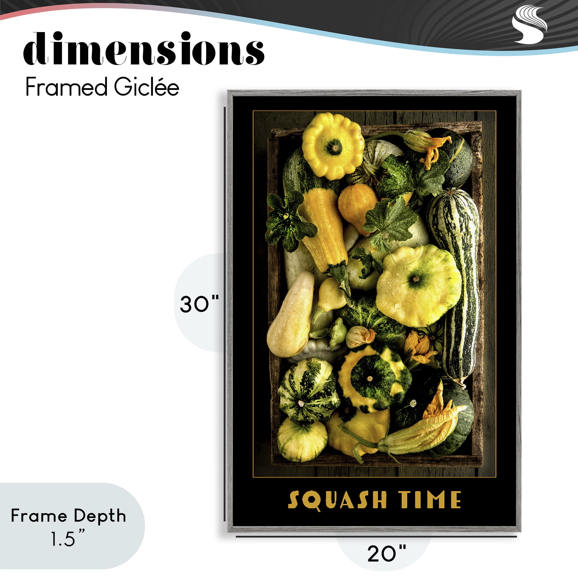 Stupell Industries Squash Time Vibrant Vegetables Gray Framed Giclee Art, design by Carl Kravats