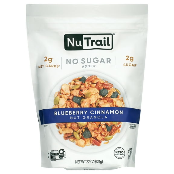 NuTrail Low Karb Keto Blueberry Cinnamon Nut Granola Healthy Breakfast Cereal, 22 Ounce