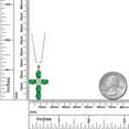 thumbnail image 6 of Gem Stone King 925 Sterling Silver Green Nano Emerald and Lab Grown Diamond Cross Pendant Necklace for Women | 2.40 Cttw | Gemstone May Birthstone | Oval 6X4MM | With 18 inch Chain, 6 of 6