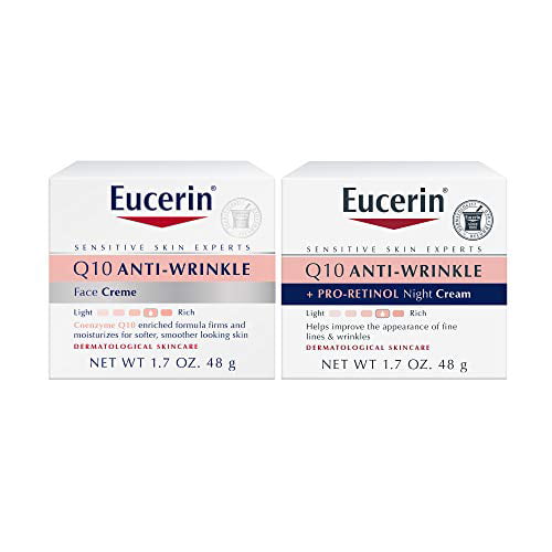 sekvens Amerika sådan Eucerin Q10 Anti Wrinkle Day Face Cream + Night Cream | 1.7 Oz (2 Pack) -  Walmart.com