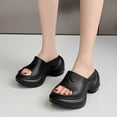 thumbnail image 2 of HNMKIU Ladies Slippers Summer Thick Soled EVA Soft Sole Flip Flops Outdoor Comfortable Platform Sandals Women Z02_Black,5.5, 2 of 7