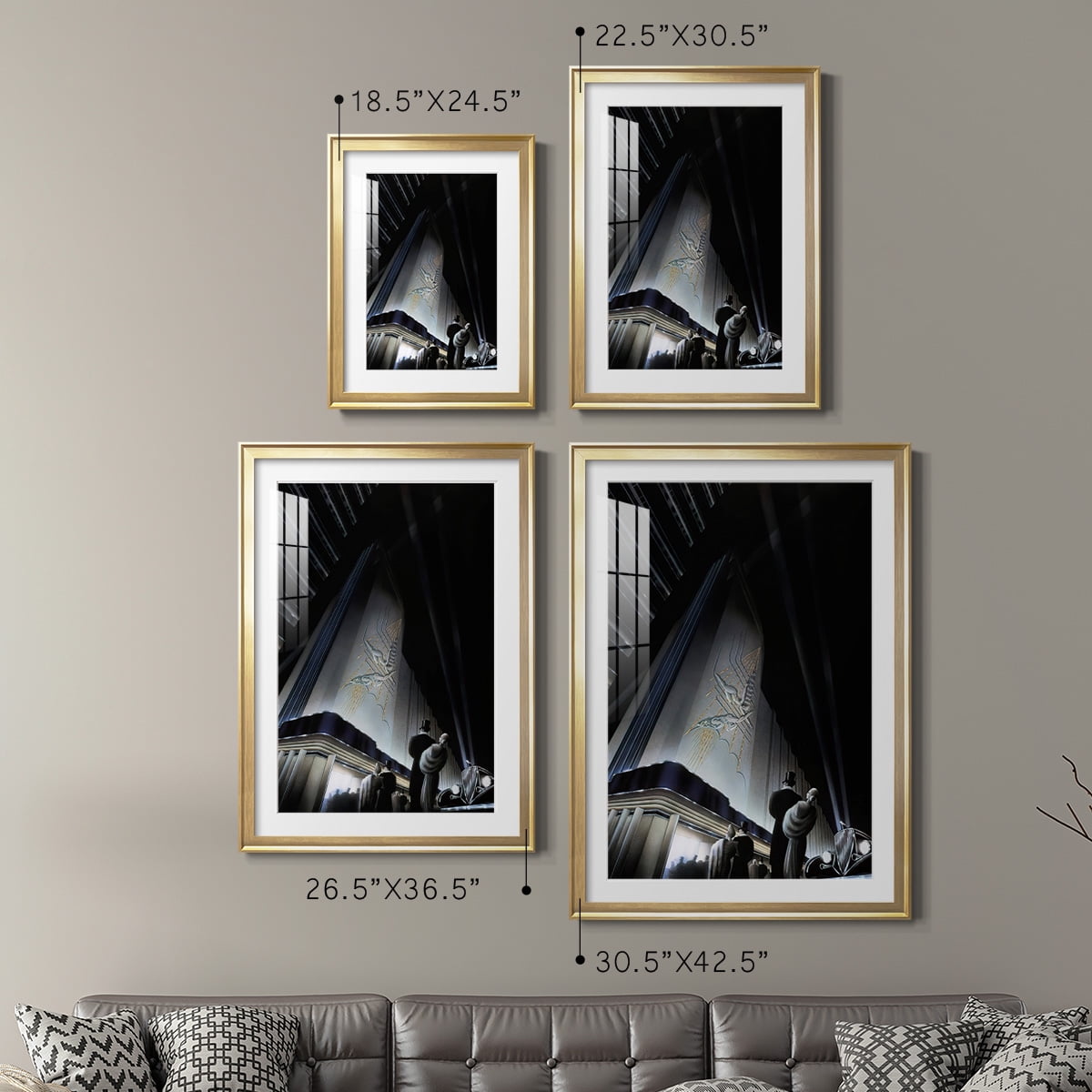 Wexford Home Nocturne Premium Framed Print, 18.5" x 24.5" - Ready to Hang, Gold (Set of 2)