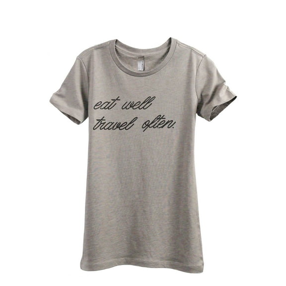 Eat Well Travel Often Women's Fashion Relaxed T-Shirt Tee Heather Tan Small