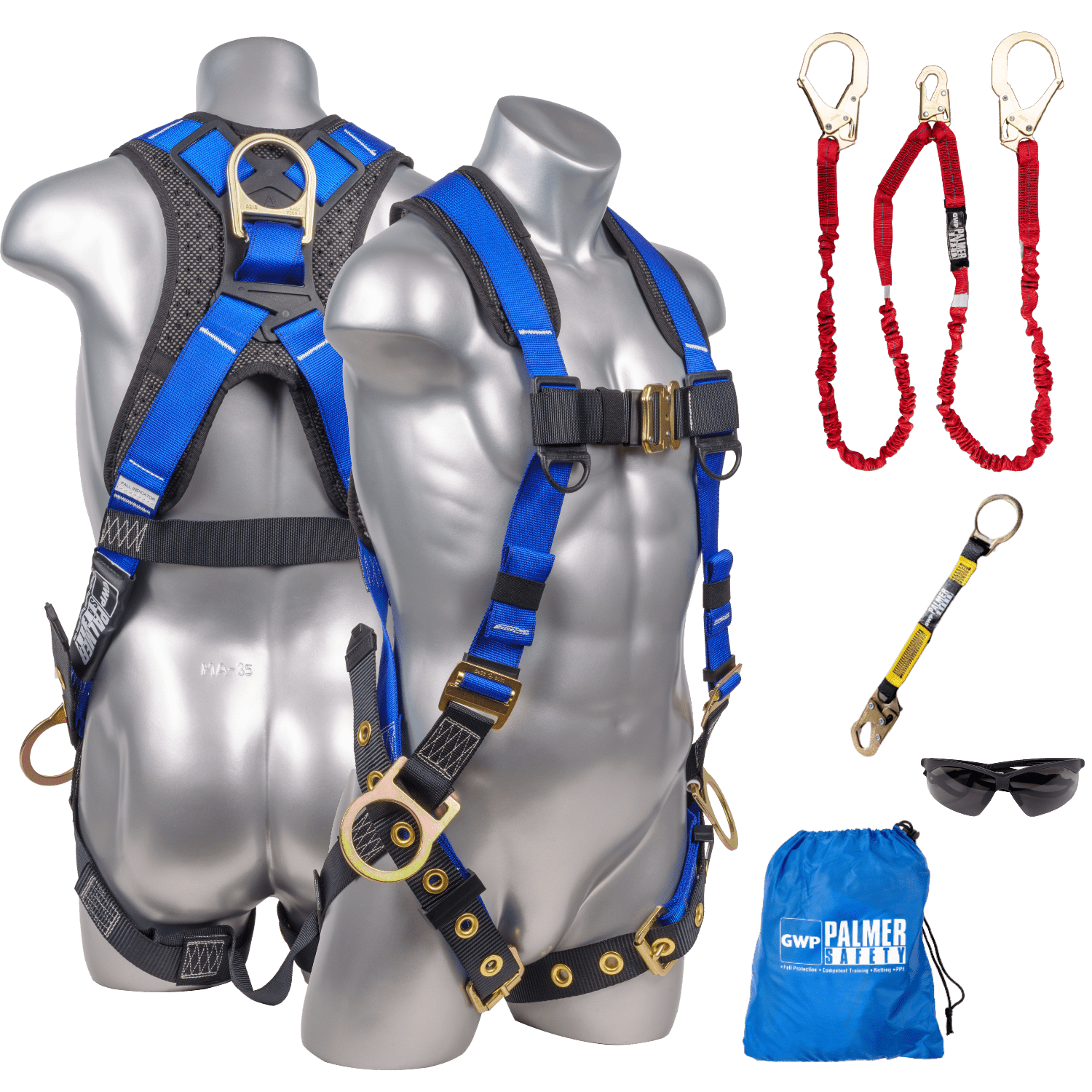 Palmer Safety Fall Protection Safety Harness Kit I 5pt Full Body, 6