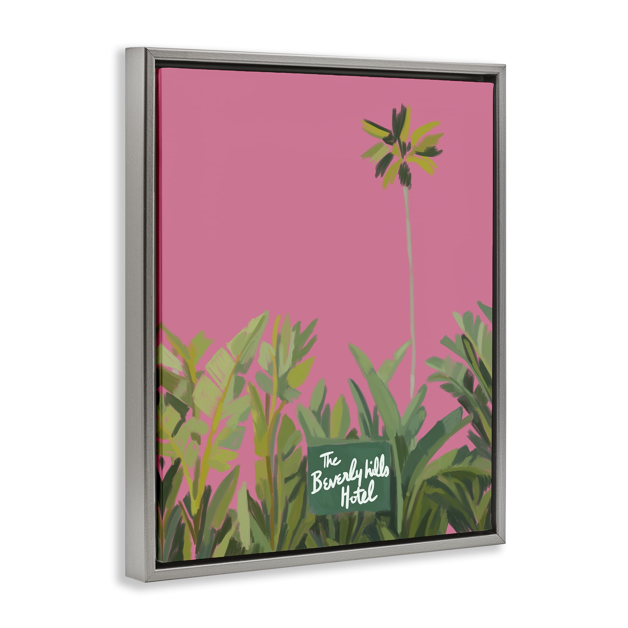 Stupell Industries Beverly Hills Pink & Green Gray Framed Floater Canvas Wall Art, design by Amelia Noyes