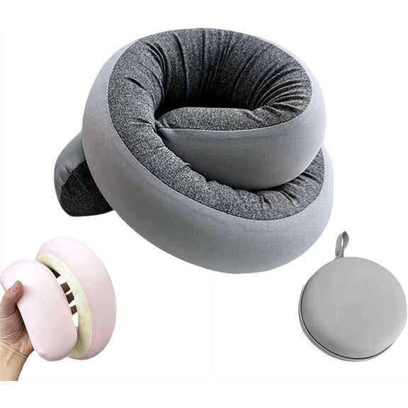 Travel Pillow, Adjustable Spiral Wrapping Cushion Headrest Neck Support and Comfortable Rest,Pillow for Home Office Car Rides Airplane Road Trip Camping Sleeping Head