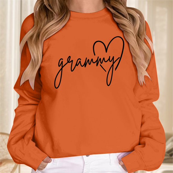 Grammy Crewneck Sweatshirt for Women 2026 Trendy Casual Grandma Graphic Sweatshirts Womens Pullover Top