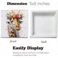 thumbnail image 3 of Giraffe With Floral Wreath Decorative Wooden Box Sign Giraffe Gifts Funny Bathroom Signs Decor Decorative Home Décor Woodland Animal Art Home Office Desk Shelf Decor Square 5x5 In, 3 of 5