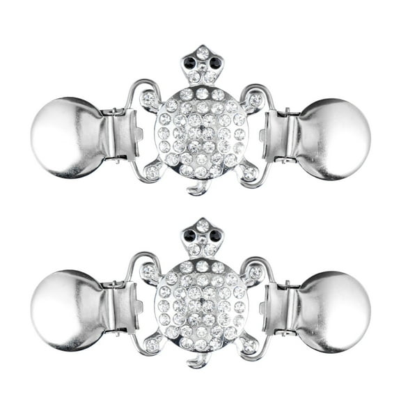 NUOLUX 2Pcs Alloy Turtle Shape Sweater Cardigan Clips Chic Rhinestone Clothes Accessory