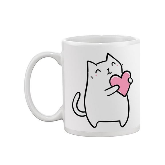 Cute Cat Holding Heart Mug -Image by Shutterstock,
