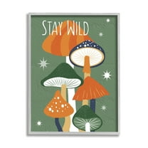 Stupell Industries Stay Wild Mushrooms Pattern Botanical & Floral Painting Gray Framed Art Print Wall Art, 24 x 30