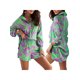 thumbnail image 5 of VISgogo Conjunto casual de 2 piezas para mujer, camisa de manga larga con botones y pantalones cortos con estampado tropical VISgogo moda, 5 of 6