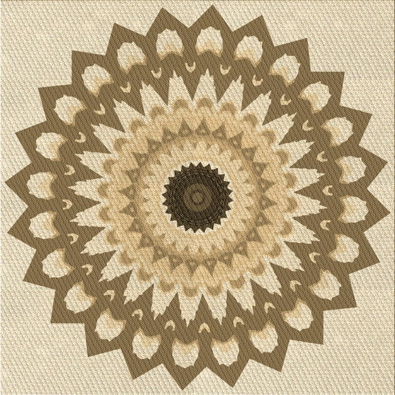 Ahgly Company Indoor Square Patterned Khaki Gold Area Rugs, 7' Square