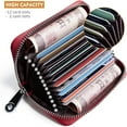 thumbnail image 4 of Credit Card Holder RFID Blocking Genuine Leather Mini Credit Card Wallet Purse with Zipper Womens Small id Compact Slim Blocked Zip Accordion Wallets Case for Women Men, 4 of 8