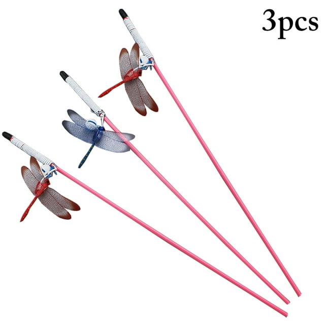 3PCS Cat Teaser Wand Training Dragonfly Bell Cat Wand Toy Cat Interactive Toy