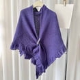 thumbnail image 2 of Women's Triangle Knotted Shawl Wraps Knitted Sweater Scarf Cardigan Cape Purple One Size, 2 of 4