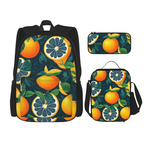 Fotbe Fresh Orange Set Escolar 3 en 1 para Niños - Mochila Duradera con Lonchera Aislante y Estuche para Lápices - Mochila Escolar para Niños y Niñas