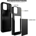 thumbnail image 3 of iPhone 13 Pro Max Case Heavy Duty Protective Dual Layer Shockproof Hidden Card Slot/ Holder Slim Wallet for Women&Men(Black), 3 of 14