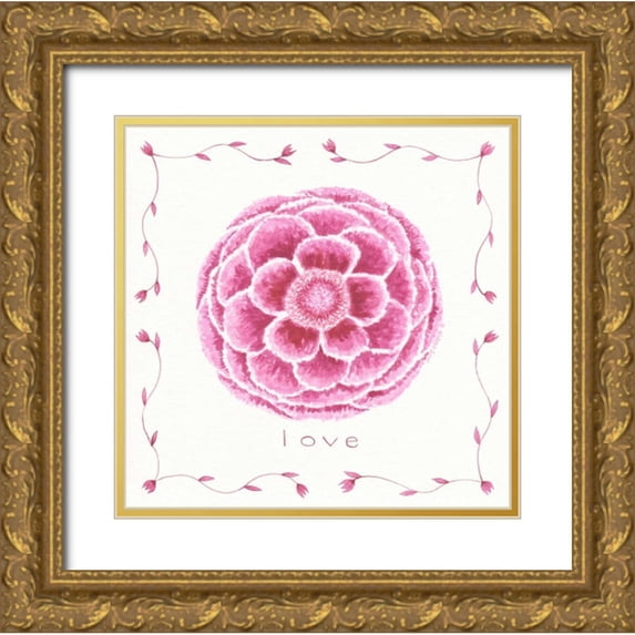 Shamp, Cindy 20x20 Gold Ornate Wood Framed with Double Matting Museum Art Print Titled - Love Flower