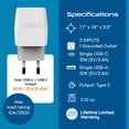 thumbnail image 5 of Ceptics European Travel Plug Adapter – Compact Type C & F Adapter with USB-C & A + USA Input – Safe Grounded Schuko Adapter – Travel Charger for France, Germany & More – CTU-9-9C-PK, 5 of 9