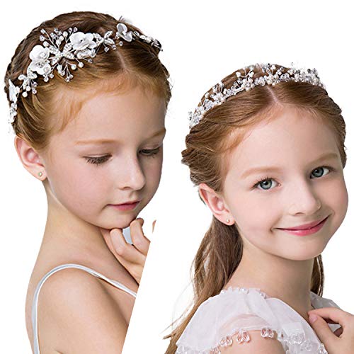 Blue Flower Hair Piece Pearl Headband Bridesmaid Flowers Hair Accessories 5T to Adult Wedding Headpiece Flower Girl Gift Flower Headband