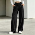 thumbnail image 2 of Ghalytn Women's Elastic Waist Wide Leg Sweatpants - Casual Lounge Pants with Side Pockets, 2 of 7