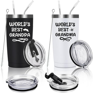Gingprous Grandparents Gifts , 20 oz Stainless Steel Tumbler with Lids, Double Wall Travel Tumblers, Vacuum Insulated Tumblers , Black & White