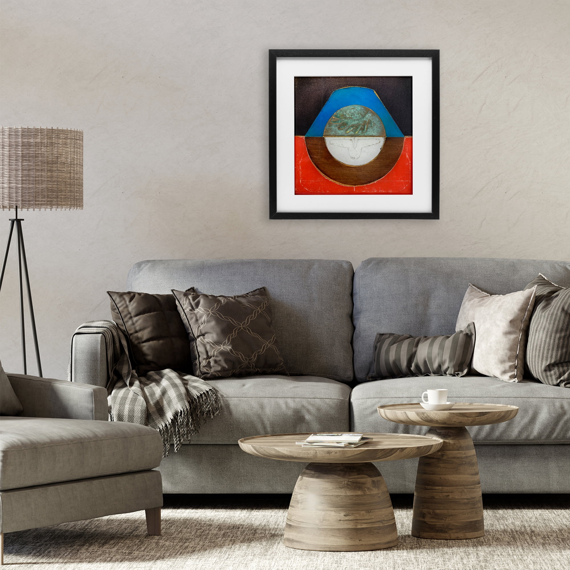 Stupell Industries Round Rustic Symmetry Black Framed Print Under Glass, design by Matthew Finger