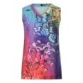 thumbnail image 5 of DailyTrove Women's Purple Floral Print Asymmetrical Tank Top - Polyester Casual & Boho Wear, Vibrant for Outings, 5 of 6