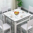 thumbnail image 2 of Square Tablecloth with Elastic Edge, Pastoral Blue-Grey Leaf Print Waterproof Wipeable Square Table Cover, for Family Holiday BBQ Party Use, Fit for 32" x 32"Square Table, 2 of 4
