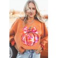 thumbnail image 6 of Women's Orange Pumpkin Bow Graphic Crewneck Sweatshirt for Thanksgiving [ZhiHiMeRi] | (US 20-22)2XL, 6 of 10