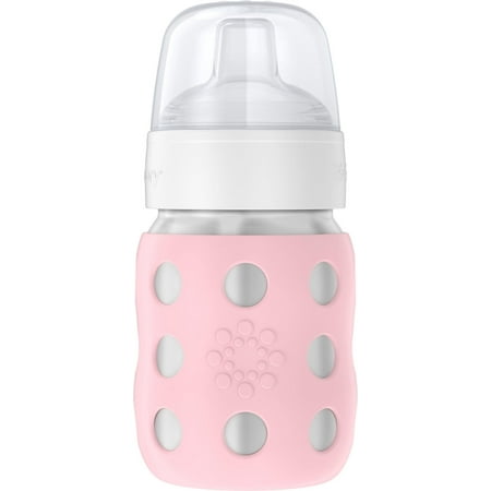 Lifefactory 8-Ounce Stainless-Steel Vacuum-Insulated Wide-Neck Baby Bottle with Sippy Nipple, Desert Rose (LS2251WDR4)