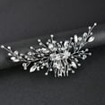thumbnail image 1 of Nvzi Horquillas para el pelo de boda con flores para novias, peinetas con perlas de cristal, pinzas para el pelo, accesorios para el pelo de boda dorados, joyas, color blanco, 1 of 4