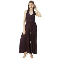 Moomaya Solid Jumpsuit For Women Viscose Rayon Halter Neck Summer Jumpsuit