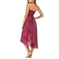 thumbnail image 4 of SWSMCLT Summer Beach Coverup Maxi Skirt for Women Halter Top Midi Dresses Black Charcoal Long Length Spring Casual Hippie Boho Print Elastic Shirred Waist Burgundy Red Patterned2 Small-Large, 4 of 5