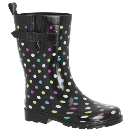 

Shiny Multi Dots Sporty Rubber Mid Calf Women Rain Boot