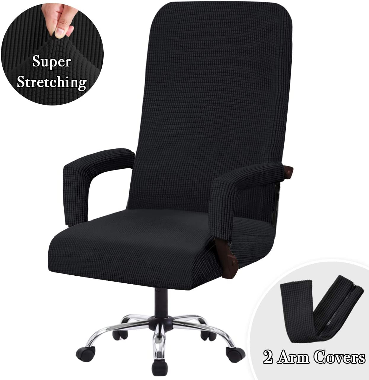Details about   Computer Chair Armrest Elastic Protector Zipper Design Armchair Arm Cover Office 