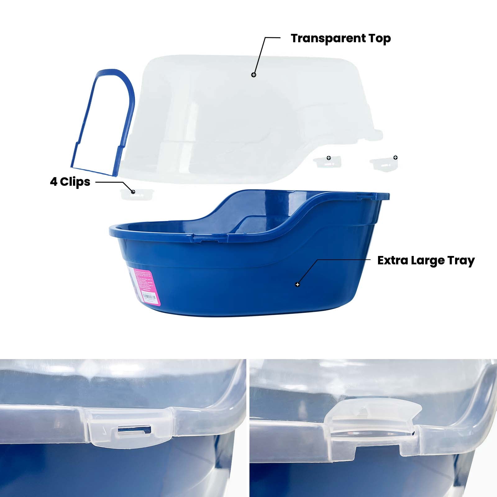 Petfamily Extra Large Cat Litter Box, Navy Blue, Jumbo Hooded, 24.8 x 20 x 16.5 in